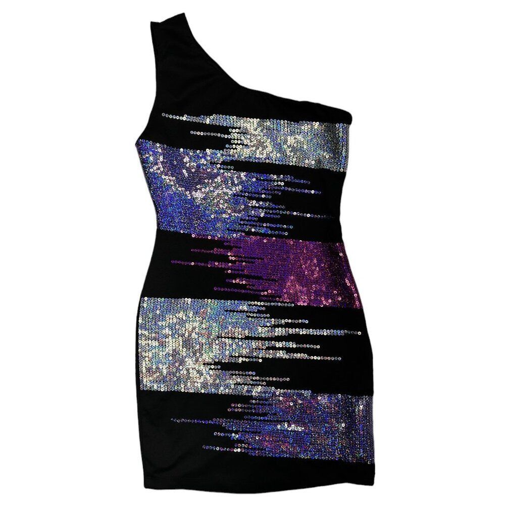 Forever 21 Sequined One Shoulder Mini Dress (S)